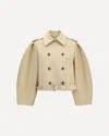 Ganni Double-breasted Belted Jacket In Neutral
