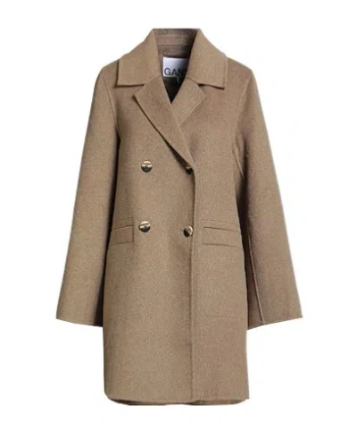 Ganni Double-breasted Coat In Multi