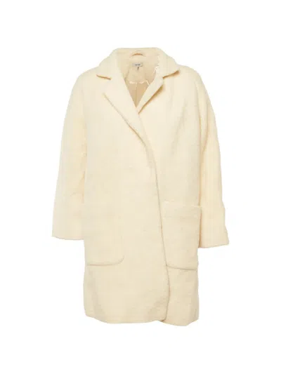 Pre-owned Ganni Double-breasted Fleece Coat In Neutral