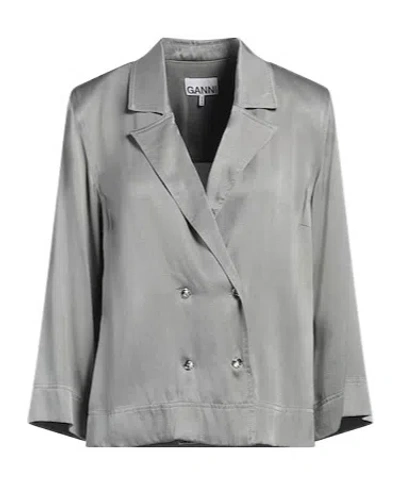 Ganni Double-breasted Suit Jacket In Gray