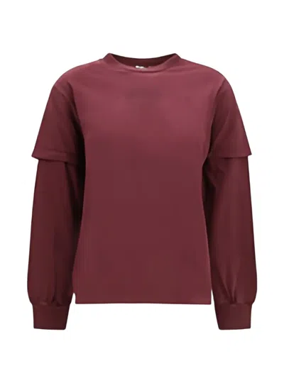 Ganni Double-sleeve Sweatshirt In Red