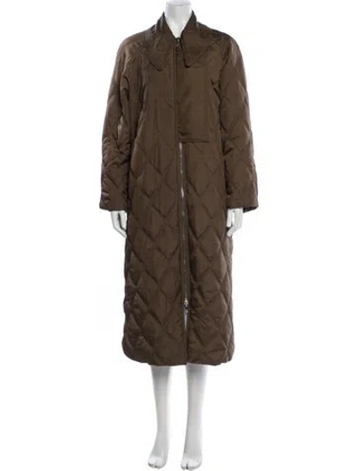 Pre-owned Ganni Down Coat In Brown