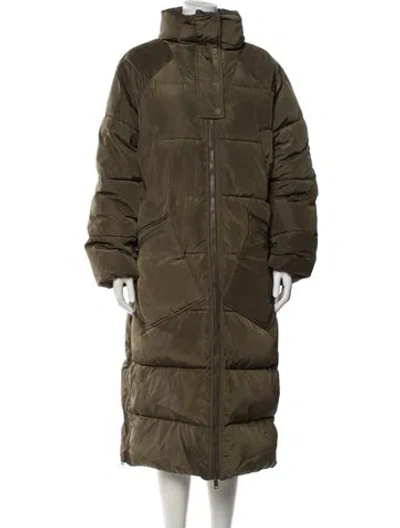 Pre-owned Ganni Down Coat In Green