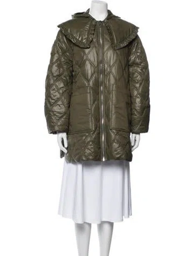 Pre-owned Ganni Down Jacket In Green