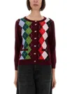 Ganni Womens Tawny Port Rhombus-print Round-neck Wool And Cashmere Cardigan Xl