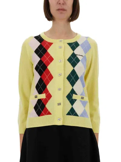 GANNI GANNI JACQUARD CASHMERE CARDIGAN