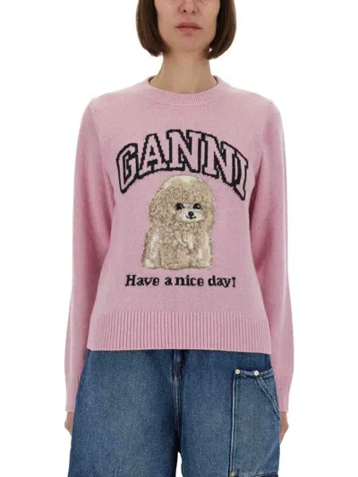 GANNI GANNI WOOL SWEATER WITH POODLE