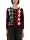 Ganni Womens Tawny Port Rhombus-print Round-neck Wool And Cashmere Cardigan Xl