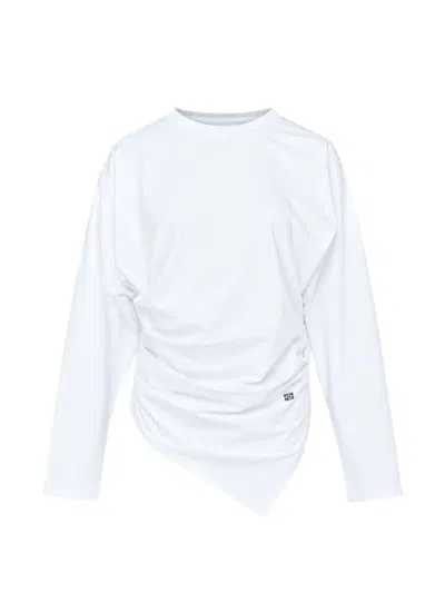 Ganni Draped Asymmetric Sweater In White