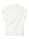 Ganni Draped Cowl-neck Top In Neutral