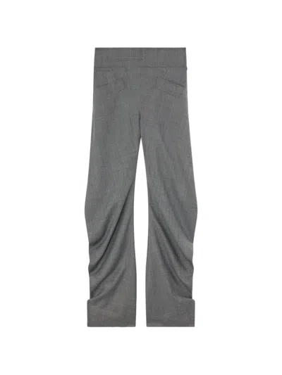Ganni Draped-detail Trousers In Grey