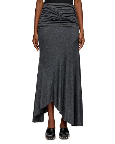 Ganni Draped Long Skirt In Gray