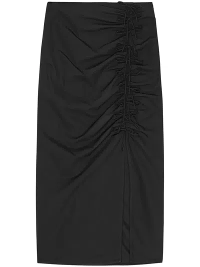 GANNI DRAPED MID-RISE MIDI DRESS