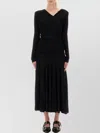 Ganni Interlock Jersey Crossover Ruched Long Dress Dresses Black In Black