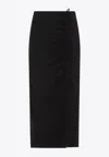 Ganni Drapey Melange Midi Skirt In Black