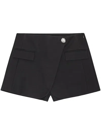 Ganni Draped-panel Shorts In Black