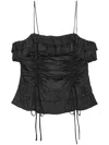 Ganni Solid Satin Slip Top In Black