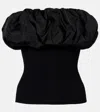 Ganni Black Ribbed Knit Top With Off-shoulder Design In Black