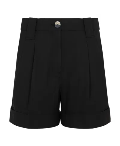 Ganni Drapey High-waisted Shorts In Black
