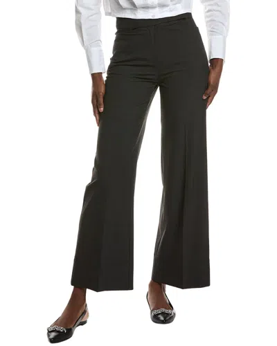 Ganni Drapey Melange Mid Waist Pant In Black