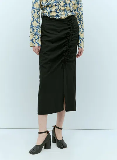 Ganni Black Drapey Midi Skirt