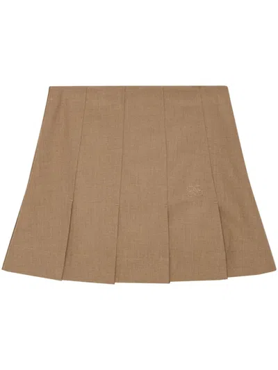 Ganni Drapey Melange Mini Skirt Tiger's Eye In Beige