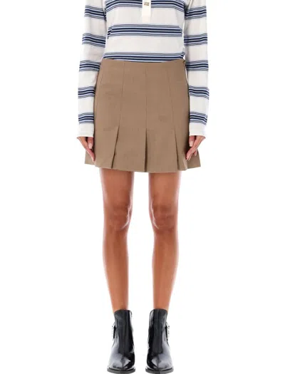 Ganni Drapey Mini Skirt In Brown