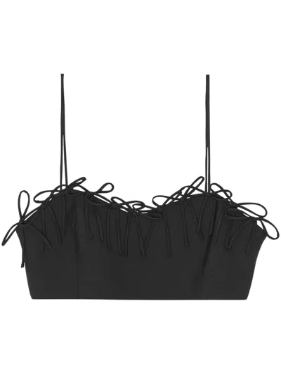 Ganni Top With Bows In Black