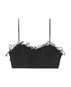 Ganni Bow-detailed Crepe Bra Top In Black