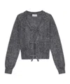 Ganni Gray Light Mohair Tie String Cardigan In Black