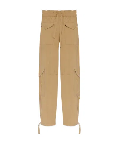 Ganni Drawstring Cargo Trousers In Brown