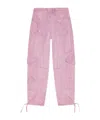 Ganni Washed Satin Drawstring Pants In Pink