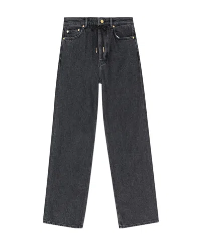 Ganni Drawstring-fastening Straight-leg Jeans In Black
