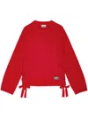 Ganni Drawstring-hem Sweater In Red