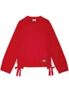 Ganni Drawstring-hem Sweater In Red