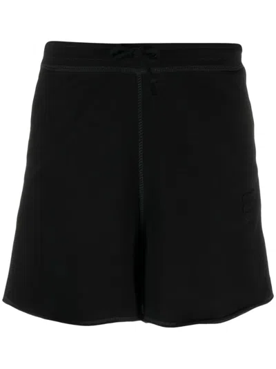 Ganni Logo-embroidered Drawstring Shorts In Black