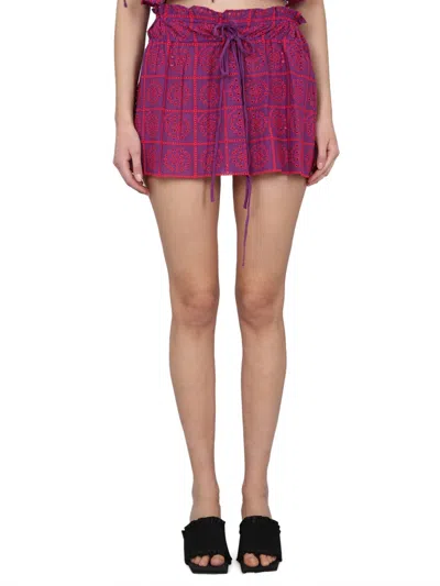 Ganni Drawstring Skirt In Purple