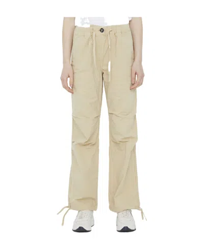 Ganni Drawstring Straight-leg Trousers In Yellow