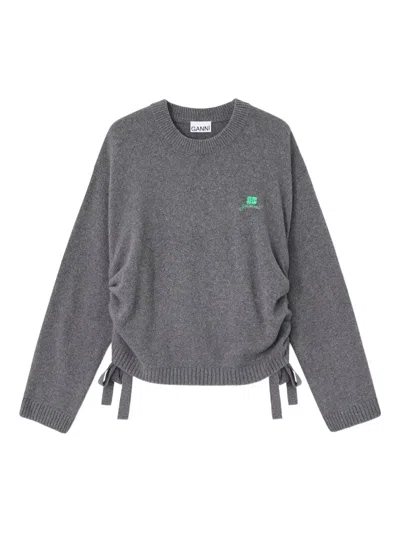 Ganni Drawstring Sweater In Gray