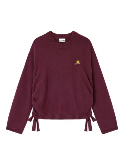 Ganni Drawstring Sweater In Purple