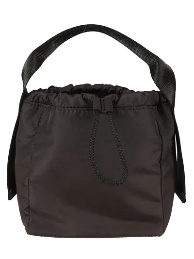 Ganni Drawstring Top Bucket Bag In Black