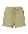 Ganni Drawstring-waist Raw-edge Shorts In Nude