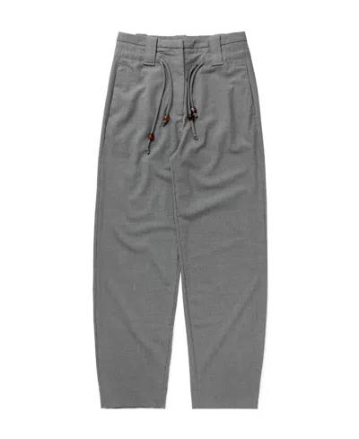 Ganni Drawstring-waist Straight-leg Trousers In Gray