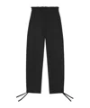 Ganni Black Drapey Melange Elasticated Waist Trousers In Black