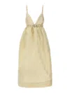 Ganni Stripe-pattern Midi Dress In Beige