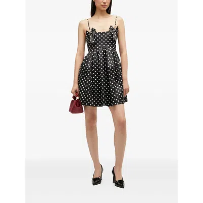 Ganni Multicolor Recycled Polyester Casual Dress In Black