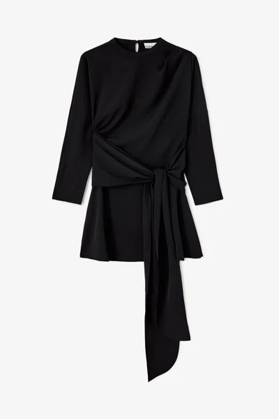 Ganni Dress In Black Crepe