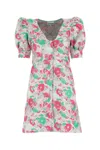 Ganni 3d Jacquard Button Down Mini Dress In Floral