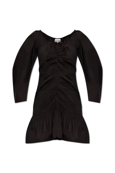 Ganni Dress From Organic Cotton In Black