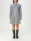Ganni Womens Black Wide-collar Stripe Organic-cotton Mini Shirt Dress In Black